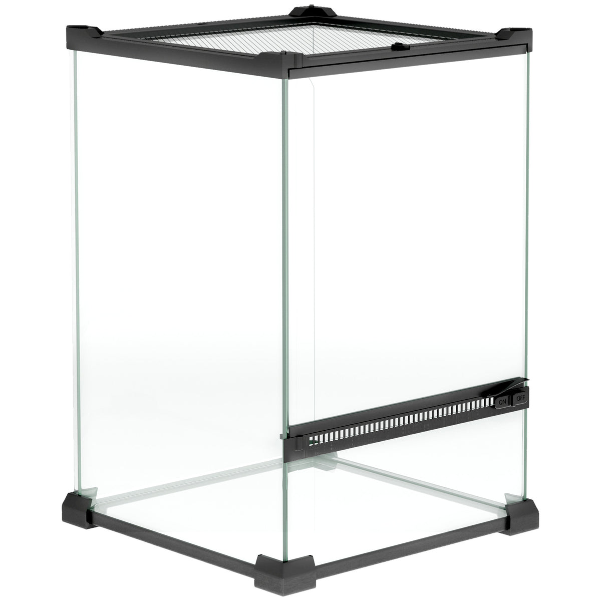 Terrarium en verre pour reptiles vivarium 12 L avec couvercle en treillis métallique, 20 x 20 x 30 cm, noir-0