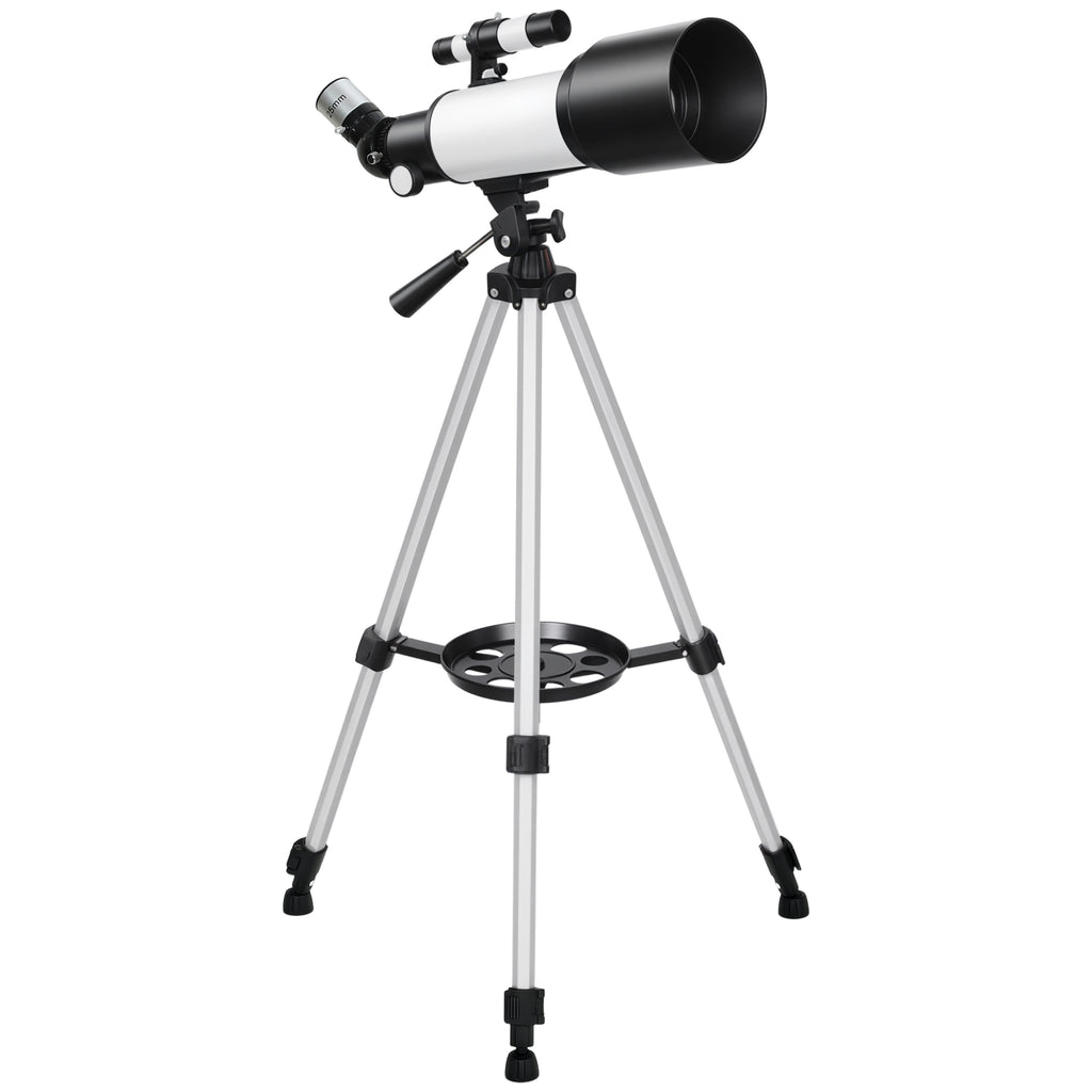 Télescope Astronomique pour Adultes et Débutants 70 mm, 2 Oculaire 40X/16X, Trépied Réglable, 80 x 80 x 135 cm, Blanc-0