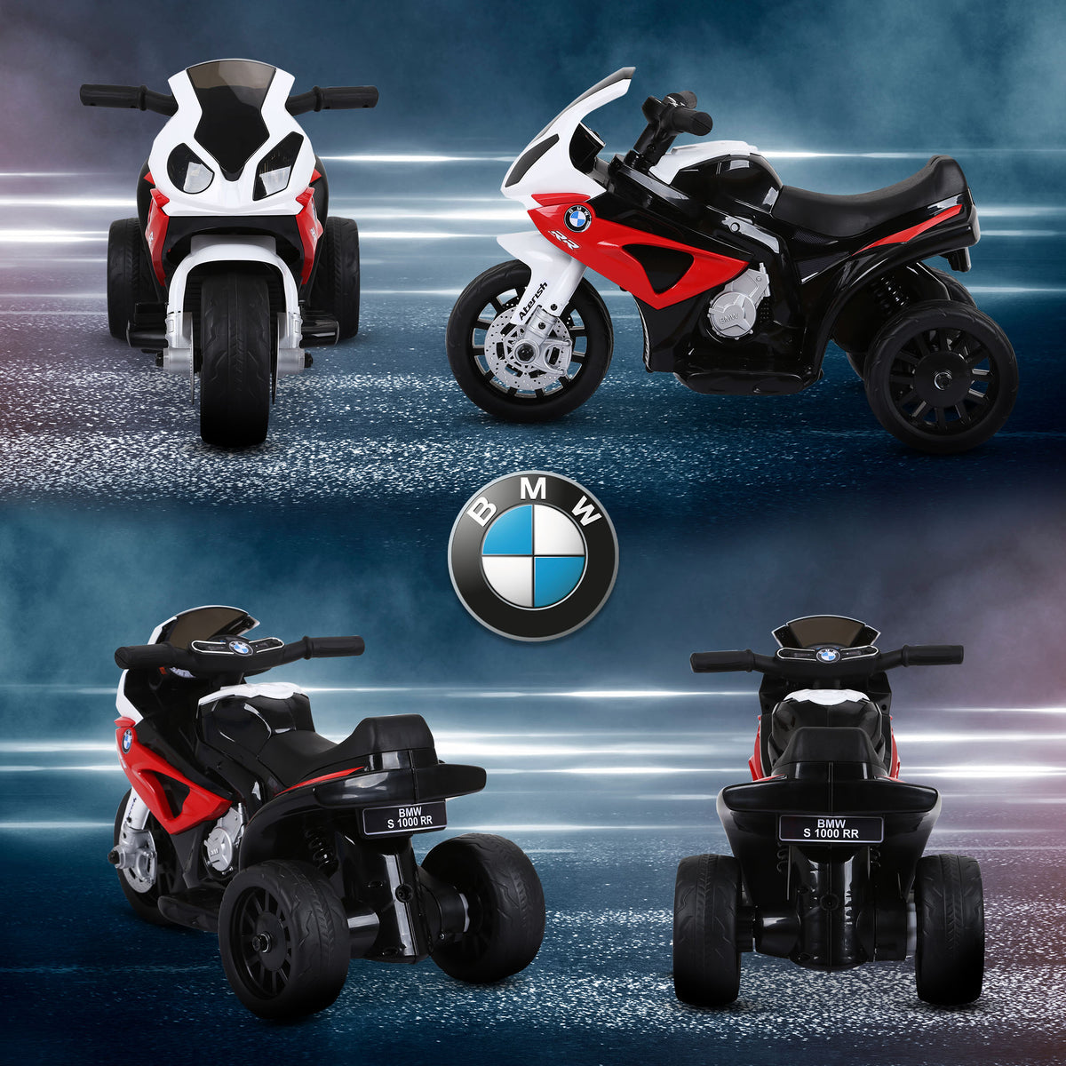 Moto électrique enfants, 3 roues sous licence BMW S1000 RR, 6V et 2,5 Km/h, voiture électrique enfants avec effets lumineux et sonores, moto enfant, charge max. 20 kg, rouge-7