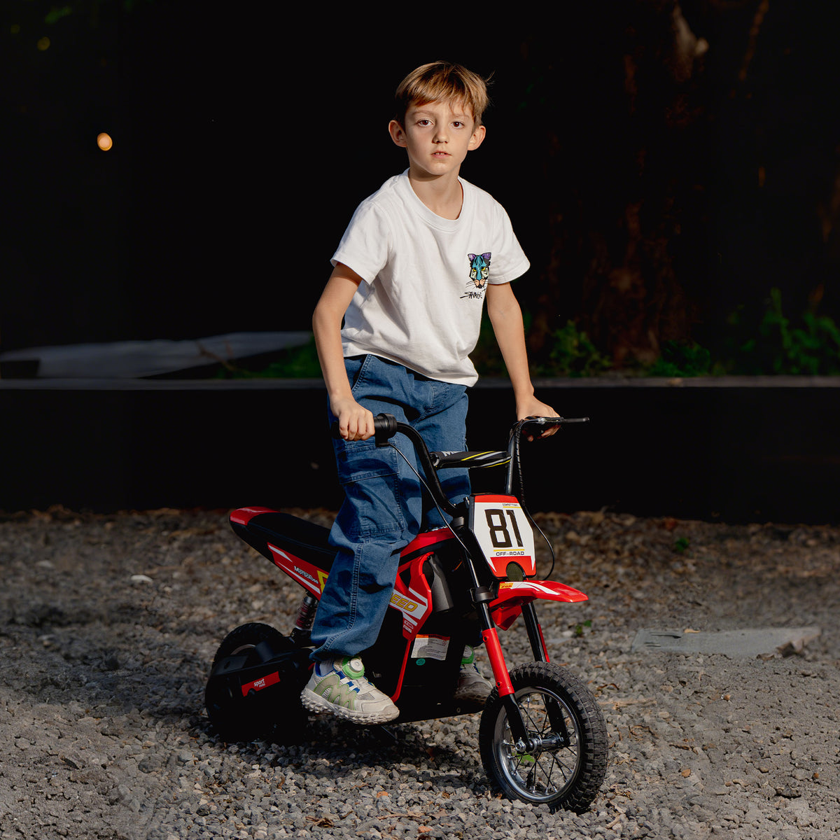 Moto électrique enfants 24V, moteur 250W, vitesse 6,4-16 km/h, pour enfants 8-12 ans, suspension arrière, rouge-8