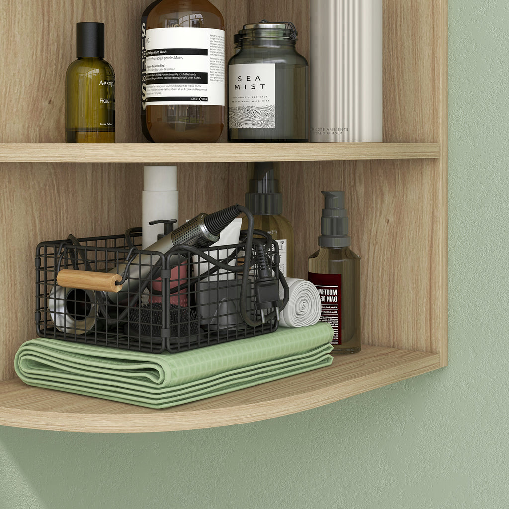 Meuble sous lavabo salle de bain suspendu meuble sous vasque avec tiroirs à fermeture douce et étagères, marron-8