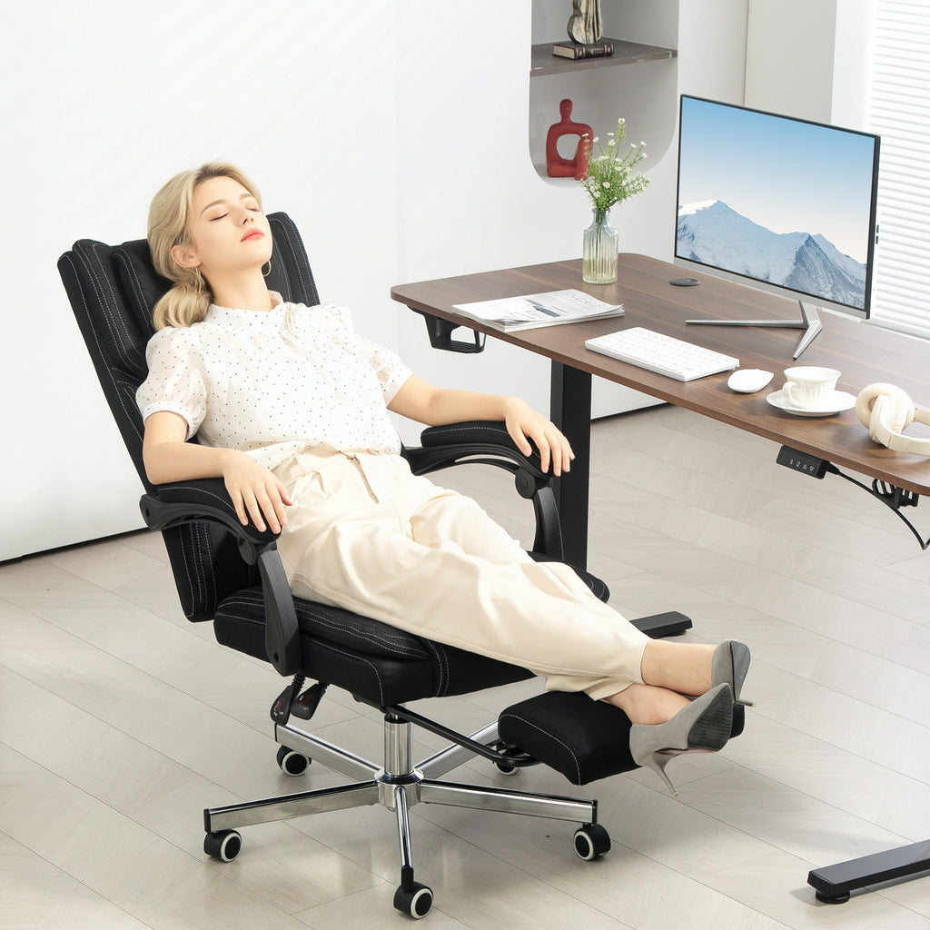 Chaise de bureau siège pivotant dossier inclinable hauteur réglable 65 x 61 x 105-113 cm noir-1
