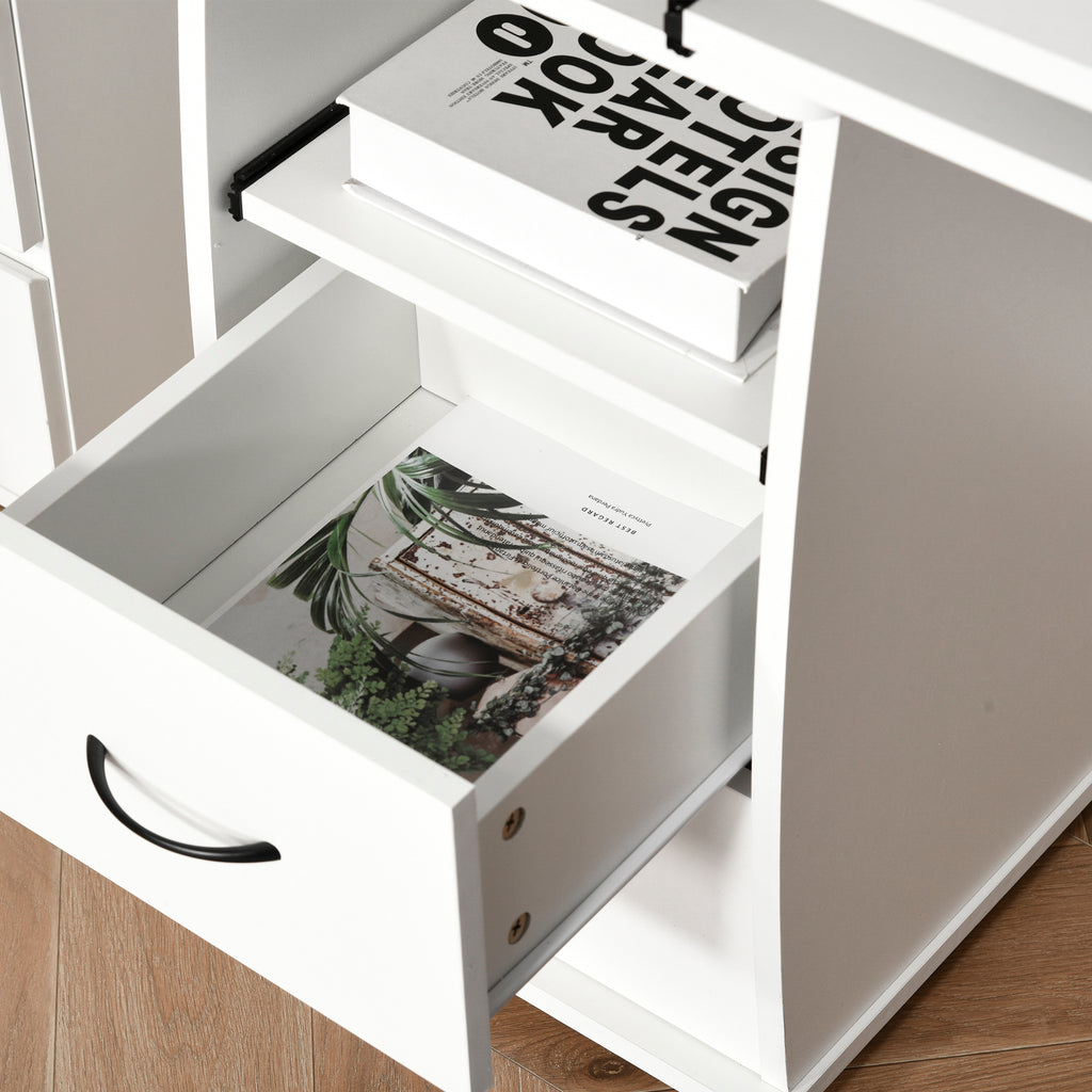 Bureau informatique multimédia multi-rangements 120L x 55l x 85H cm en bois blanc-6