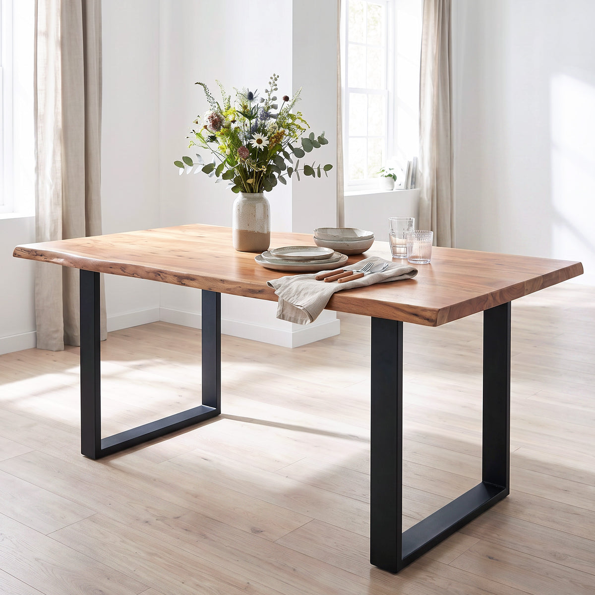 Lot de 2 pieds rectangulaires en acier noir pour table - hauteur 72 cm - design contemporain-1