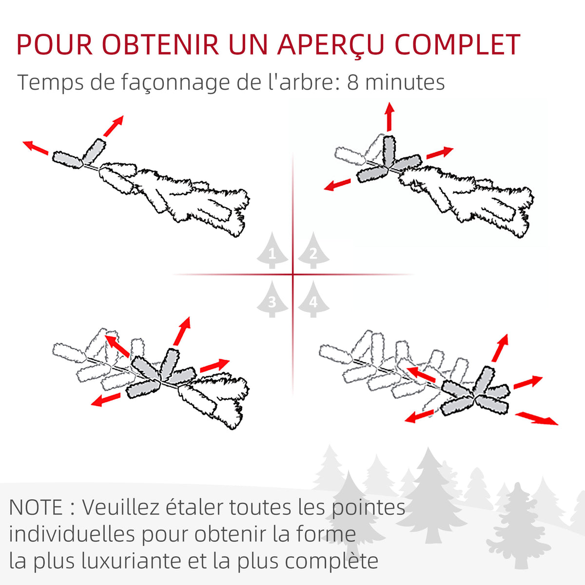 Sapin de Noël artificiel 150 cm avec éclairage LED blanc chaud, 263 branches enneigées, base en métal, réaliste et fin-7