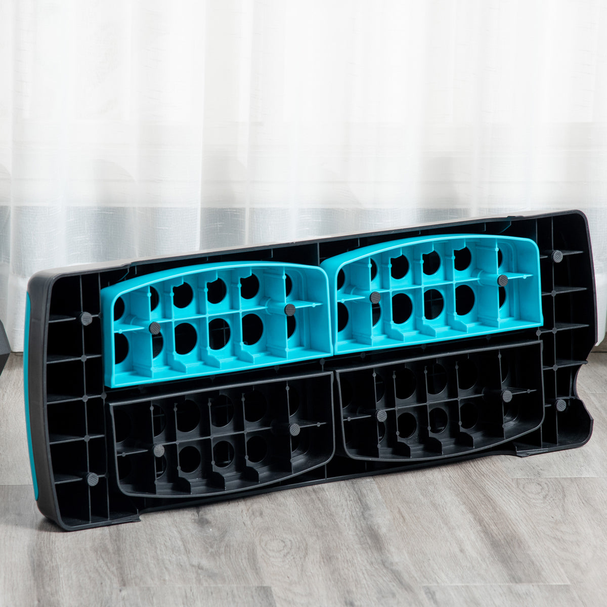 Stepper aérobic fitness hauteur réglable 3 niveaux surface antidérapante 78 x 28 x 20 cm noir et bleu-7