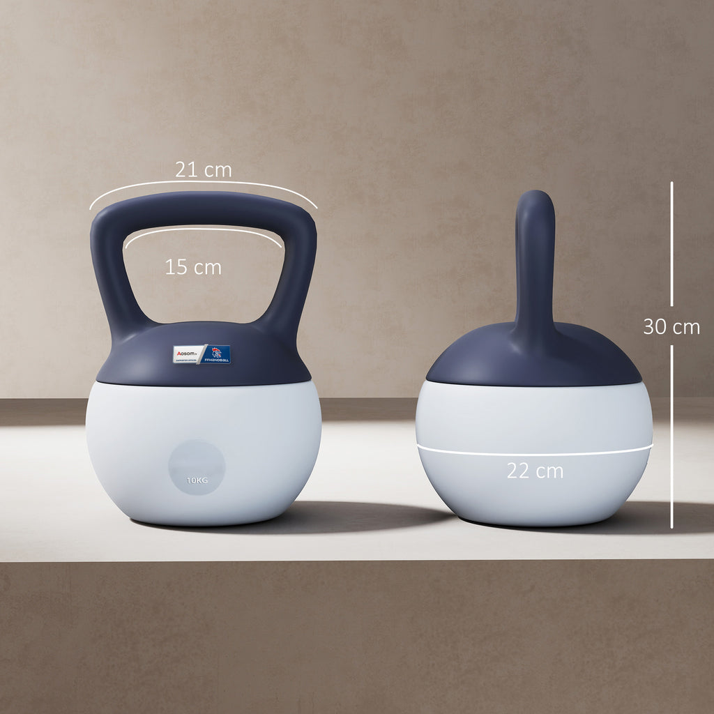 Kettlebell 10kg - haltère avec poignée antidérapante, gris et bleu-2