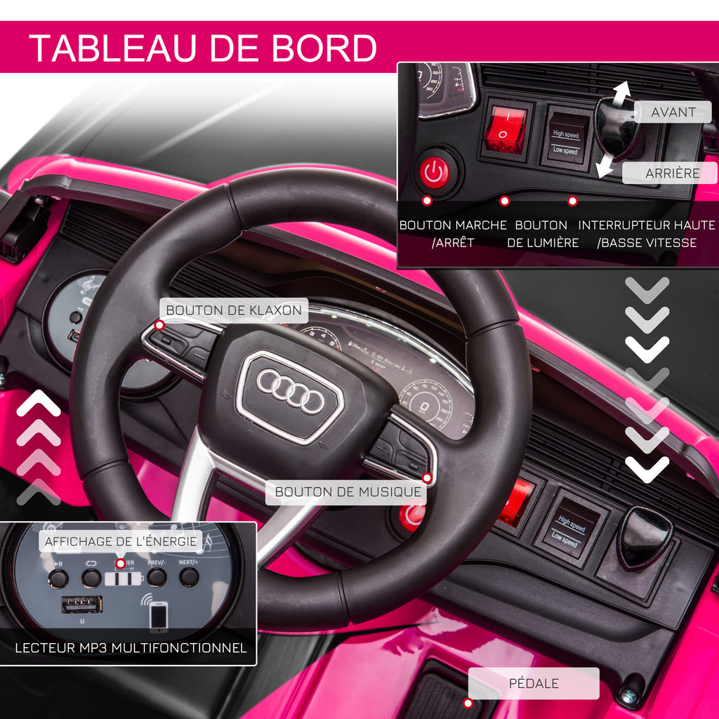 Voiture électrique enfants sous licence Audi RS Q8, véhicule électrique avec télécommande, USB, Bluetooth, rose-4