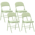 Lot de 4 chaises pliantes et portables intérieur avec assises et dossiers rembourrés en velours, cadre en acier, vert-0