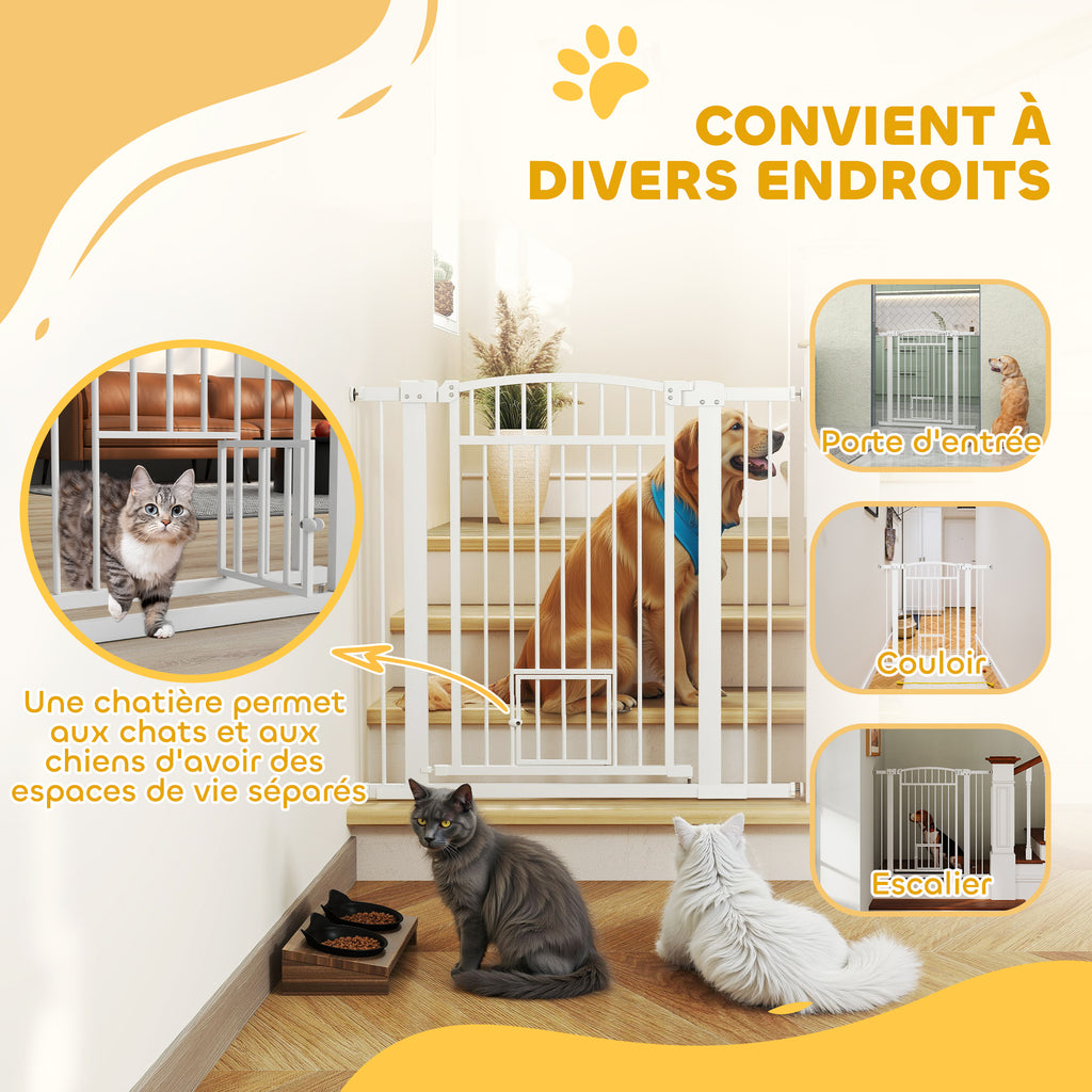 Barrière de sécurité chien système de double verrouillage montage par pression ou perçage largeur 76-104 cm blanc-6