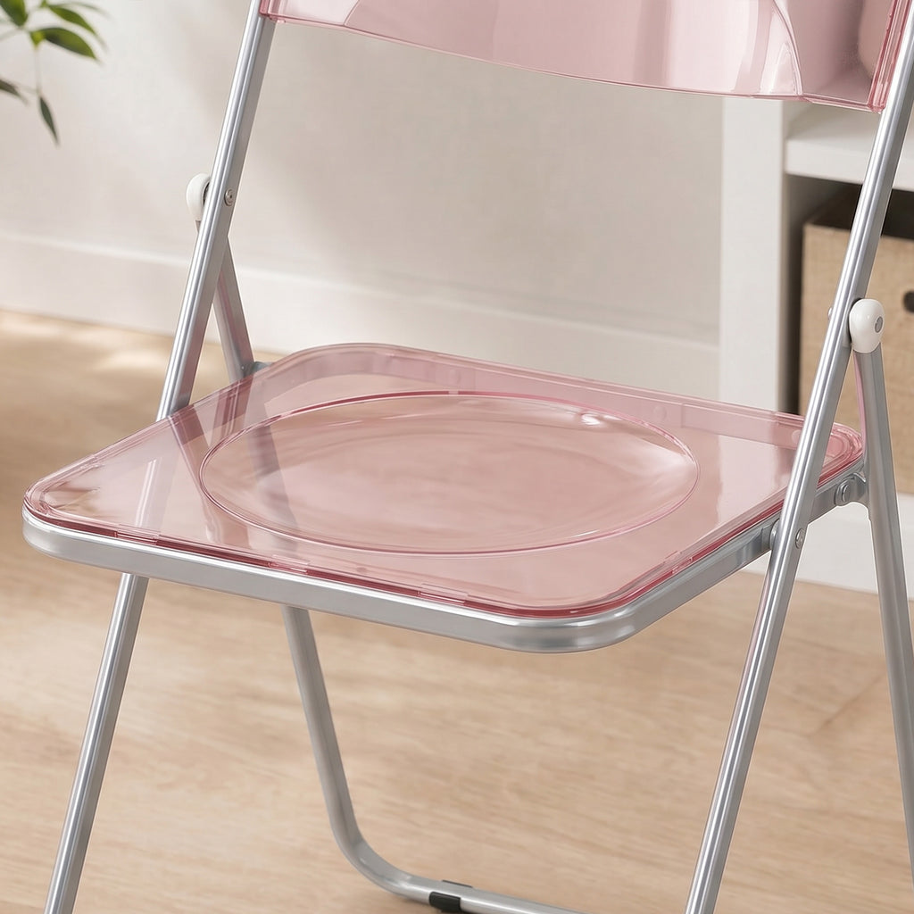 Lot de 4 chaises pliantes en acrylique et acier, chaises pliantes portables pour maison, salle à manger, roses-8
