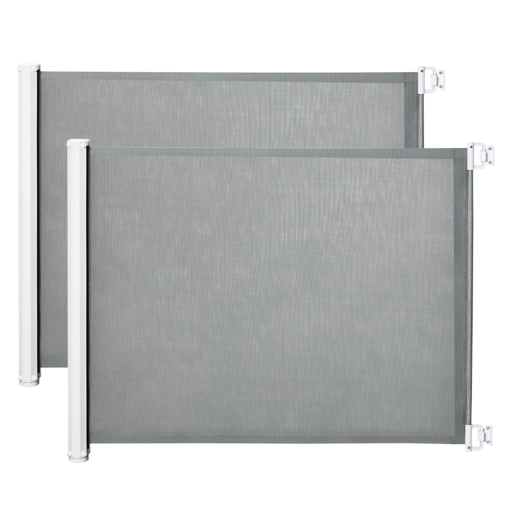 Lot de 2 barrières de sécurité barrière animaux rétractable automatique 1,15L x 0,83H m textilène acier  gris-0