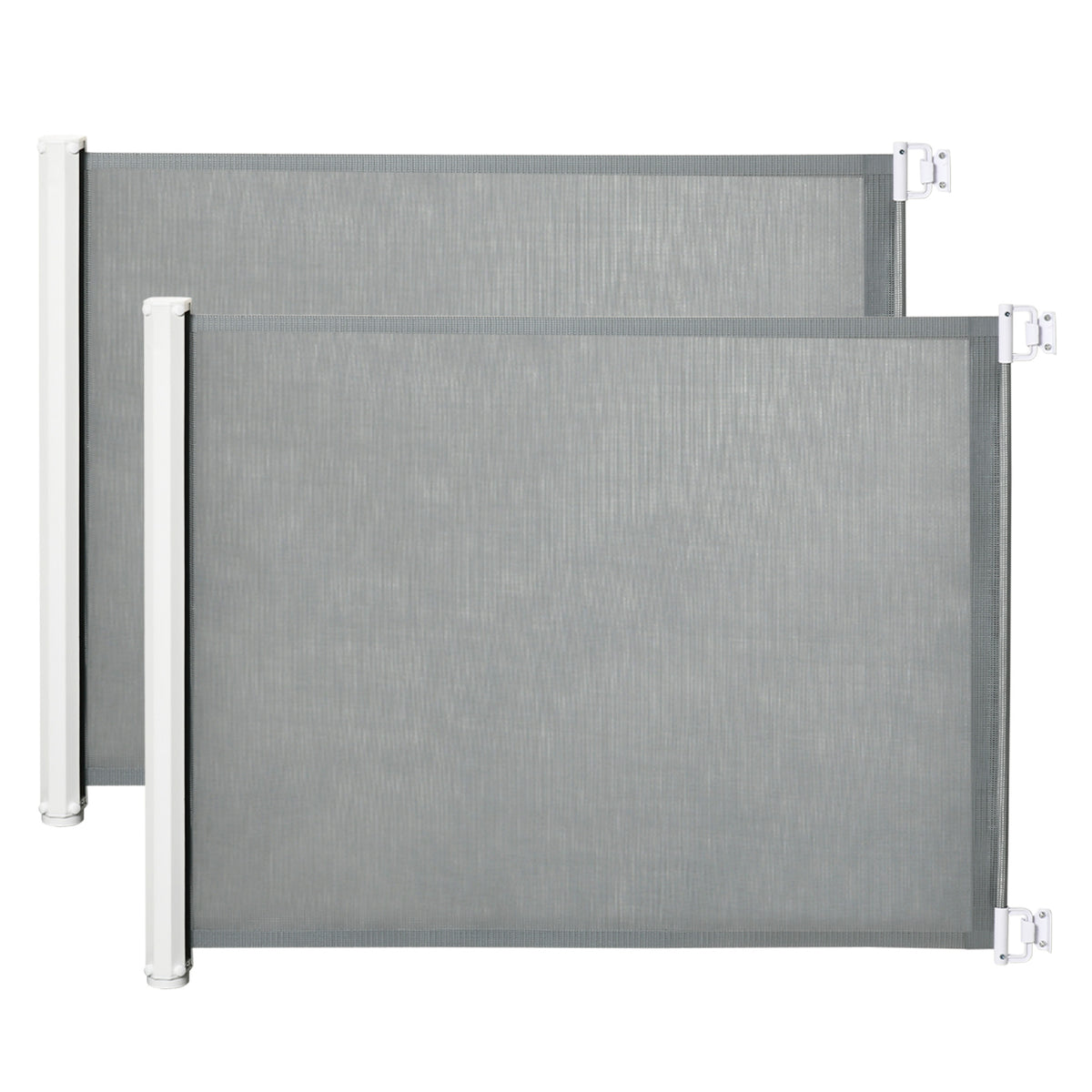 Lot de 2 barrières de sécurité barrière animaux rétractable automatique 1,15L x 0,83H m textilène acier  gris-0