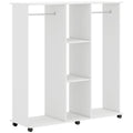 Armoire penderie meuble de rangement mobile 6 roulettes 120 x 40 x 128 cm en bois blanc-0