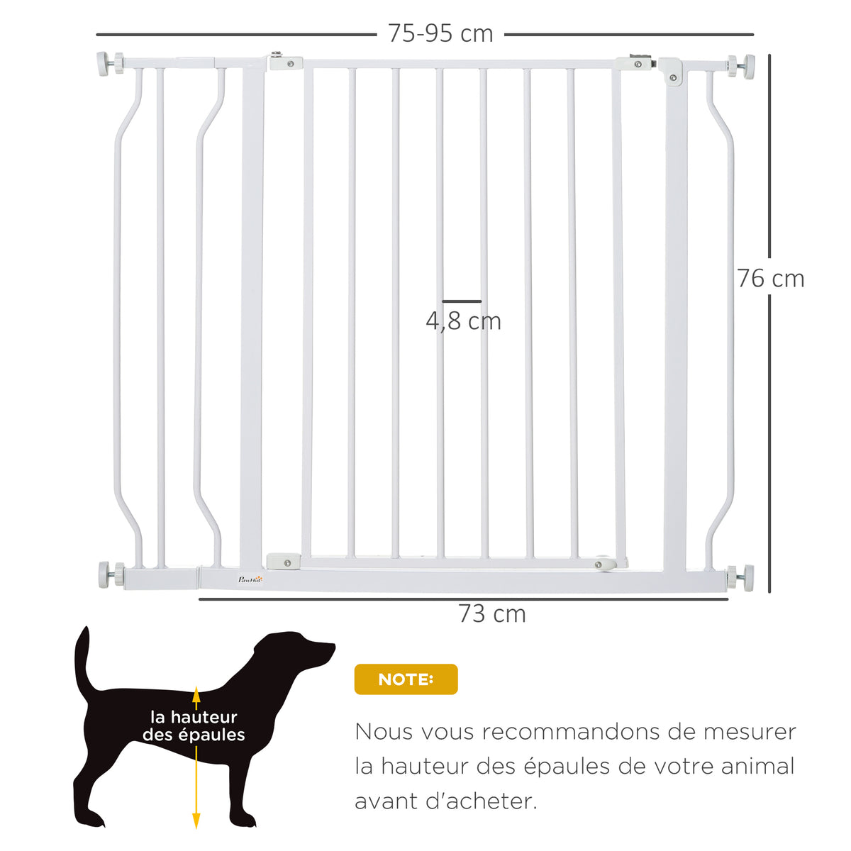 Lot de 2 barrières de sécurité pour animal longueur réglable escaliers couloirs portes sans perçage en acier ABS-2