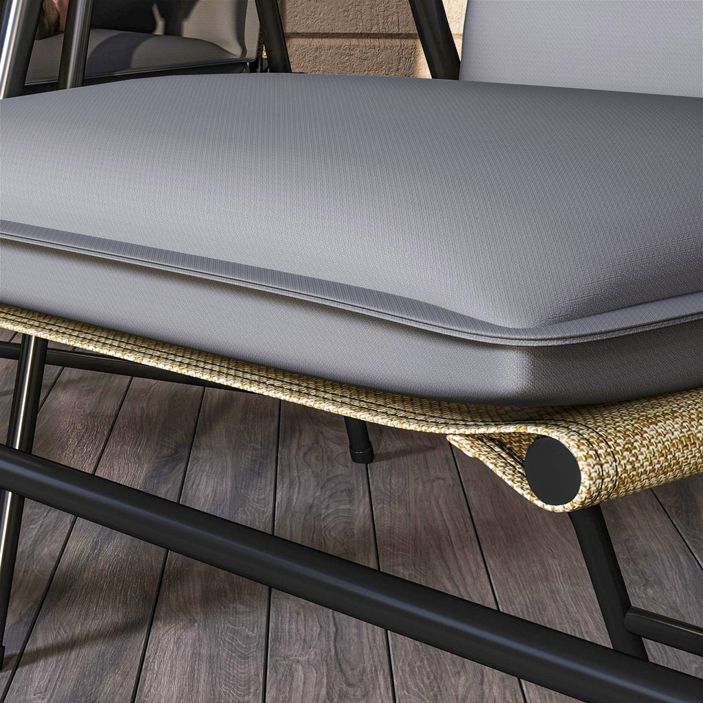 Lot de 4 coussins de chaise extérieur avec attaches et bande réglable, anti-décoloration UPF50+, 124x50x5cm, gris-8