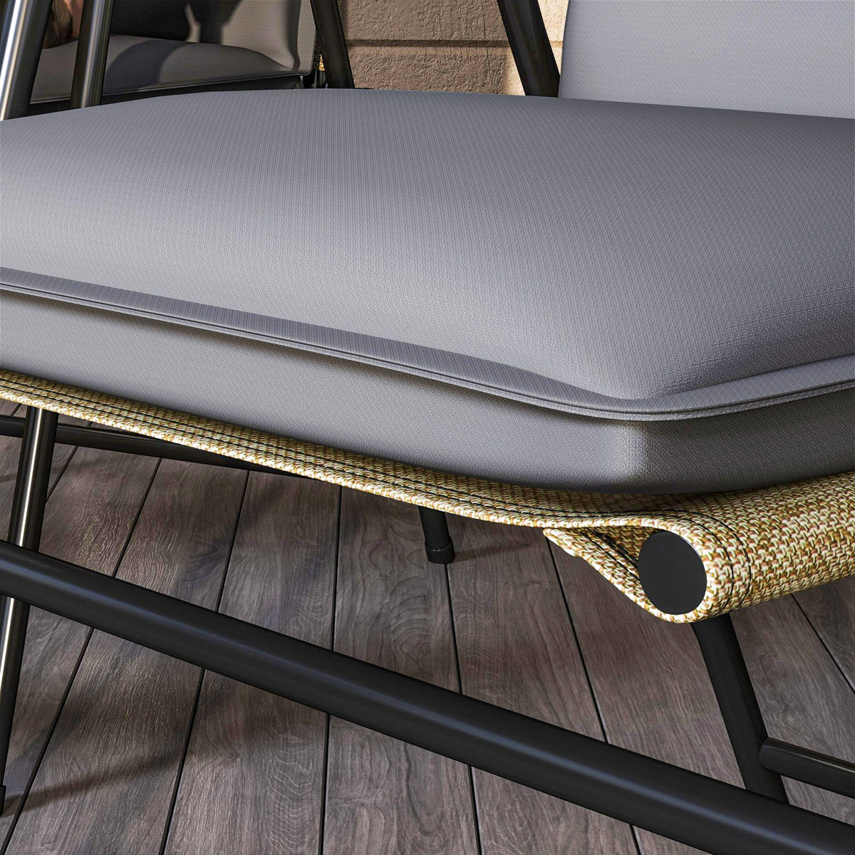 Lot de 4 coussins de chaise extérieur avec attaches et bande réglable, anti-décoloration UPF50+, 124x50x5cm, gris-8