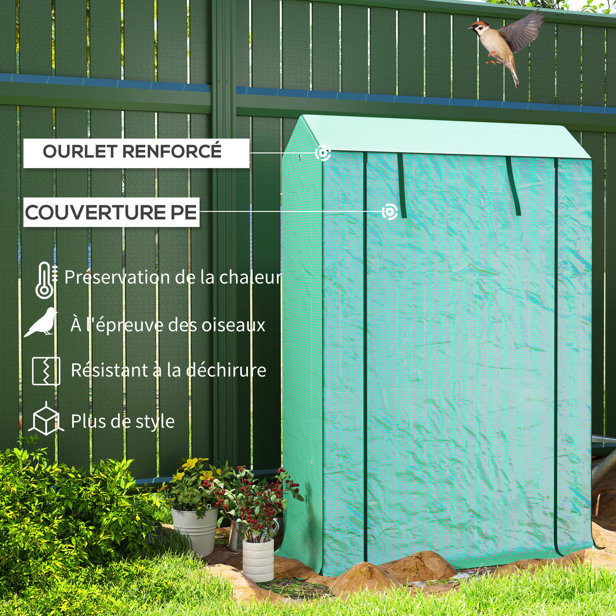 Serre de jardin avec étagères 3 niveaux serre d'hivernage bâche renforcée en PE porte enroulable 100 x 40 x 150 cm vert-3