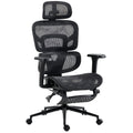 Chaise Bureau Ergonomique Inclinable en Maille, Support Lombaire, Appui-Tête 2D, Double Dossier Aéré, Noir-0