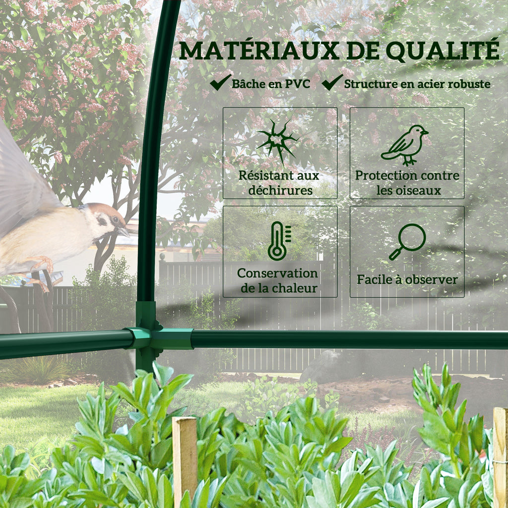 Serre de Jardin adossée serre adossée 2 portes zippées enroulables acier PVC transparent-3