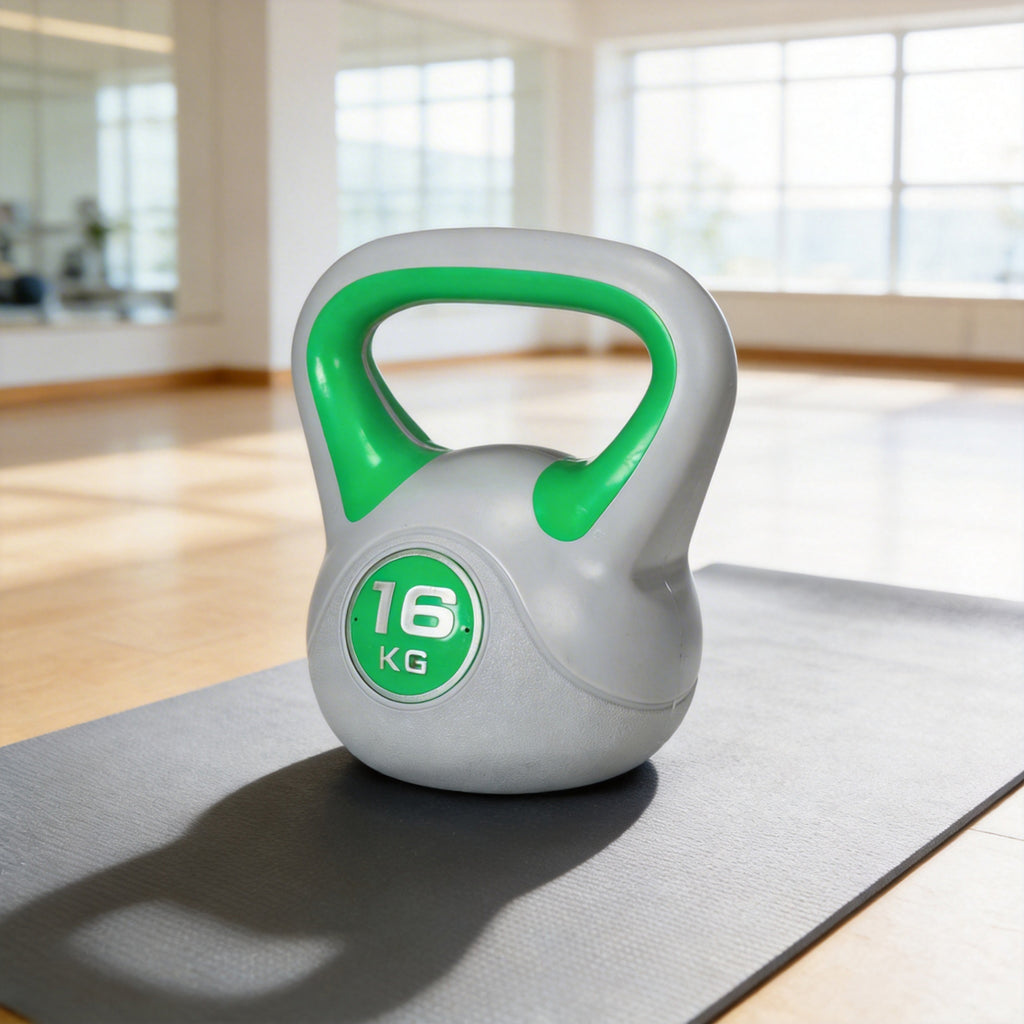 Kettlebell 16 kg, Haltère avec Poignée Ergonomique, Haltère à Boule, Musculation, Entraînement, 27 x 17 x 31 cm, Vert-1