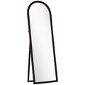 Miroir de sol arqué pleine longueur miroir sur pied cadre en effet imitation pierre pour salon chambre 53x163cm marron-0