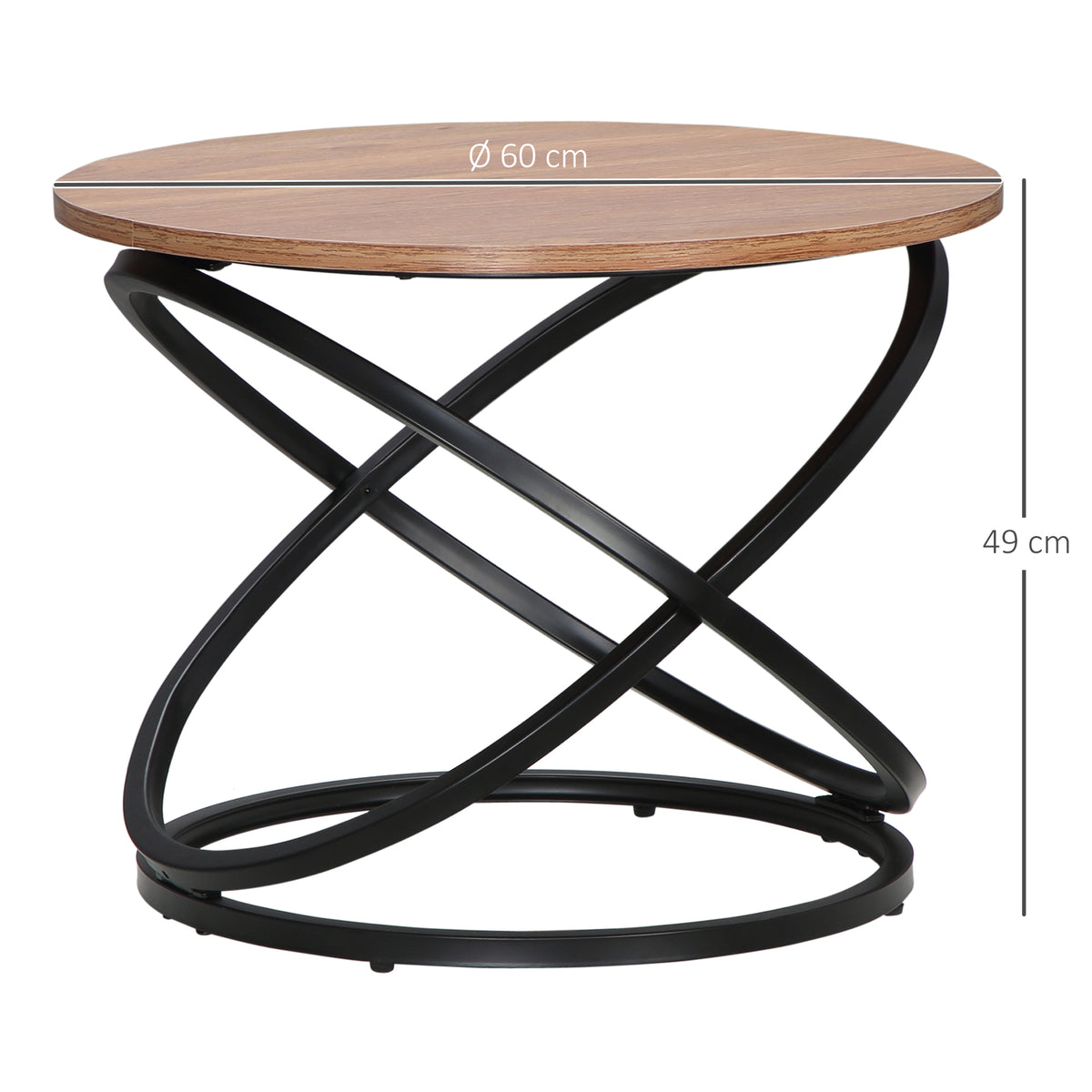 Table basse ronde style industriel en métal noir et plateau en bois - dim. Ø 60 x 46H cm-2