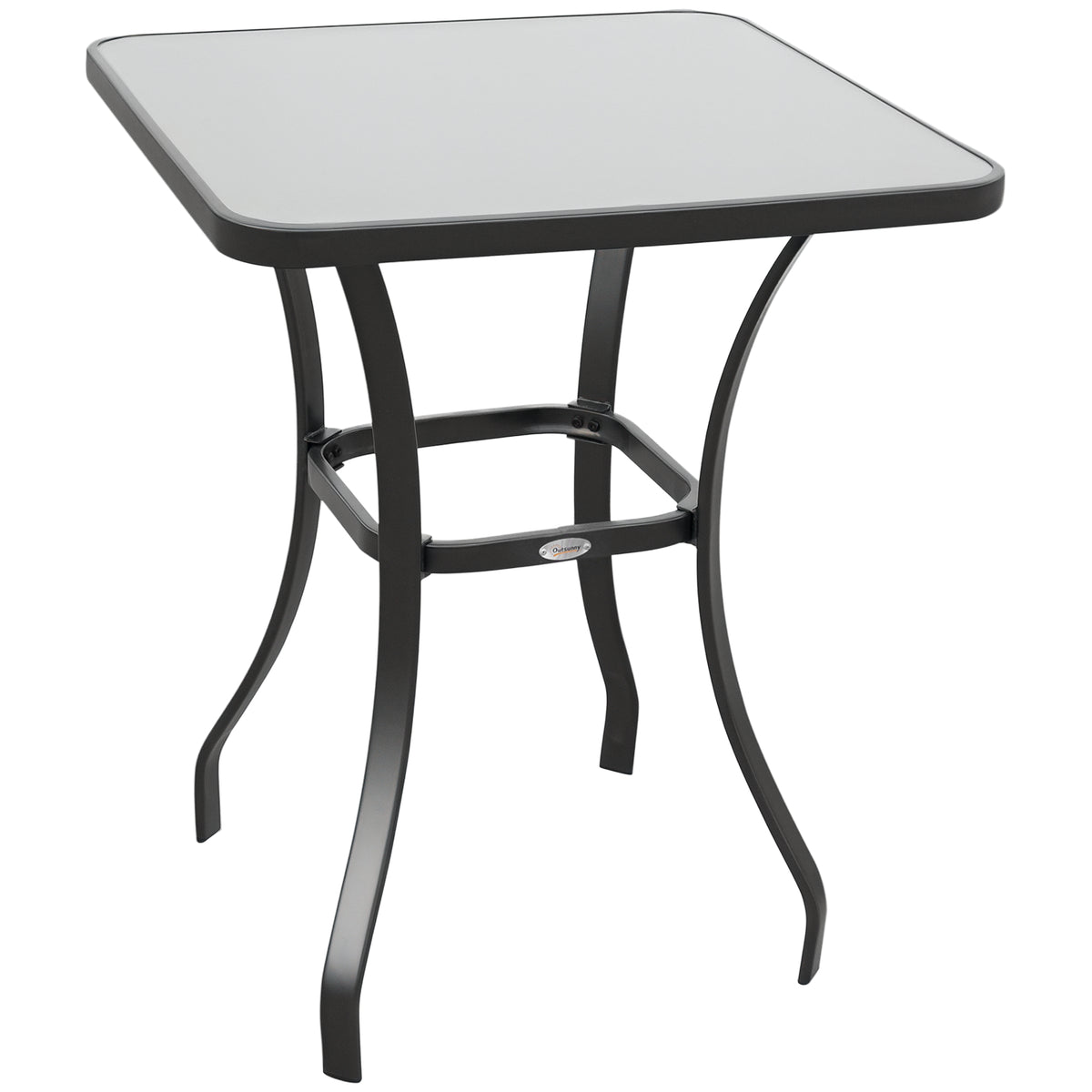 Table carrée Bistro de Jardin dim. 68L x 68l x 84H cm métal époxy Gris Plateau Verre trempé granité-0