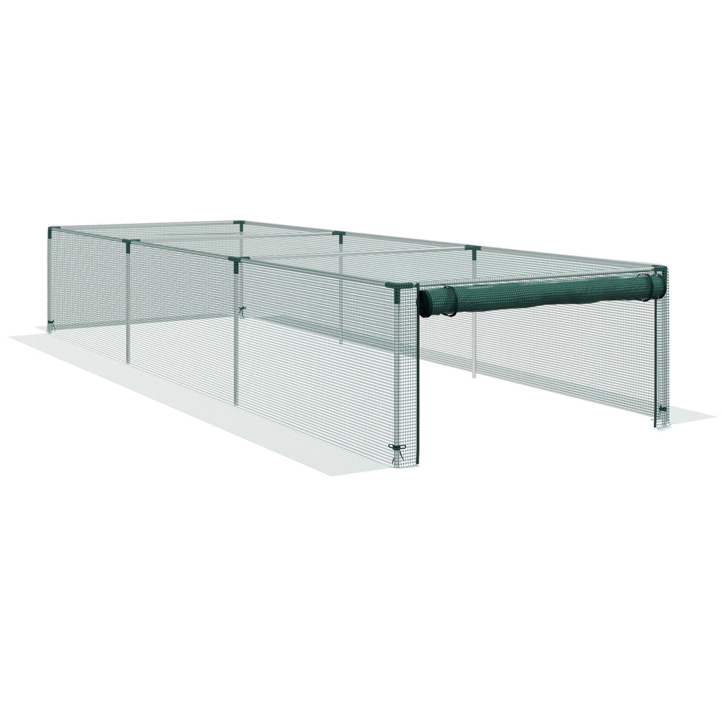 Serre de jardin serre à tomates filet protection porte zippée enroulable HDPE, dim. 125L x 373l x 62,5H cm-0