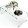 Table basse en verre table de salon rectangulaire design moderne en verre trempé avec bords arrondis sûrs transparent-0