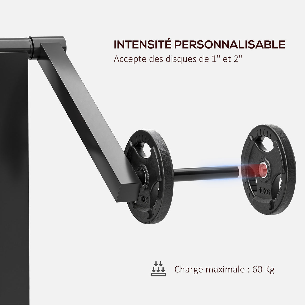 Banc de musculation pour biceps, machine à biceps/triceps 2-en-1 hauteur de l'assise réglable 5 niveaux 105x95x80cm noir-6