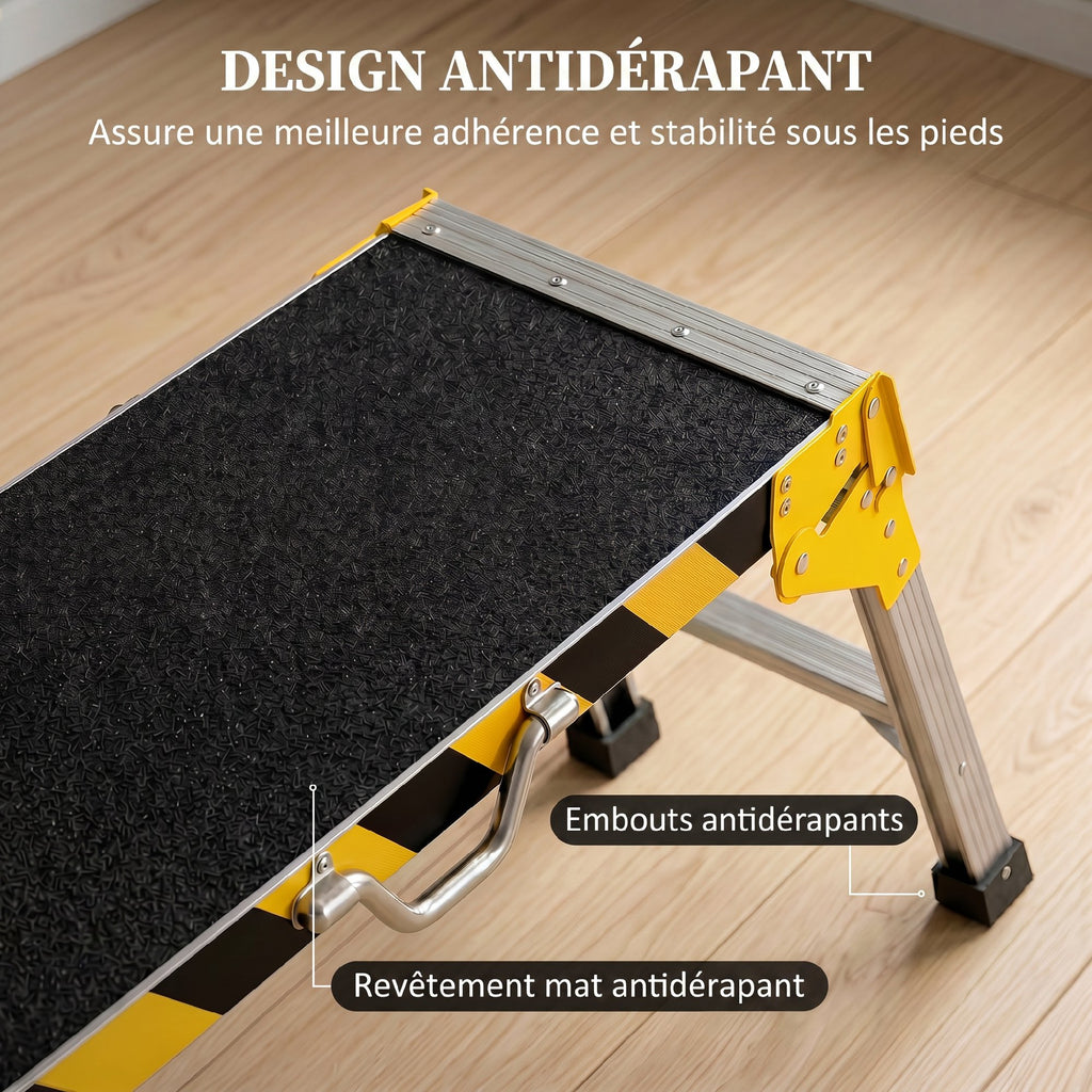 Établi pliant, établi de serrage en aluminium, table de travail robuste avec poignée, design antidérapant, argenté-4