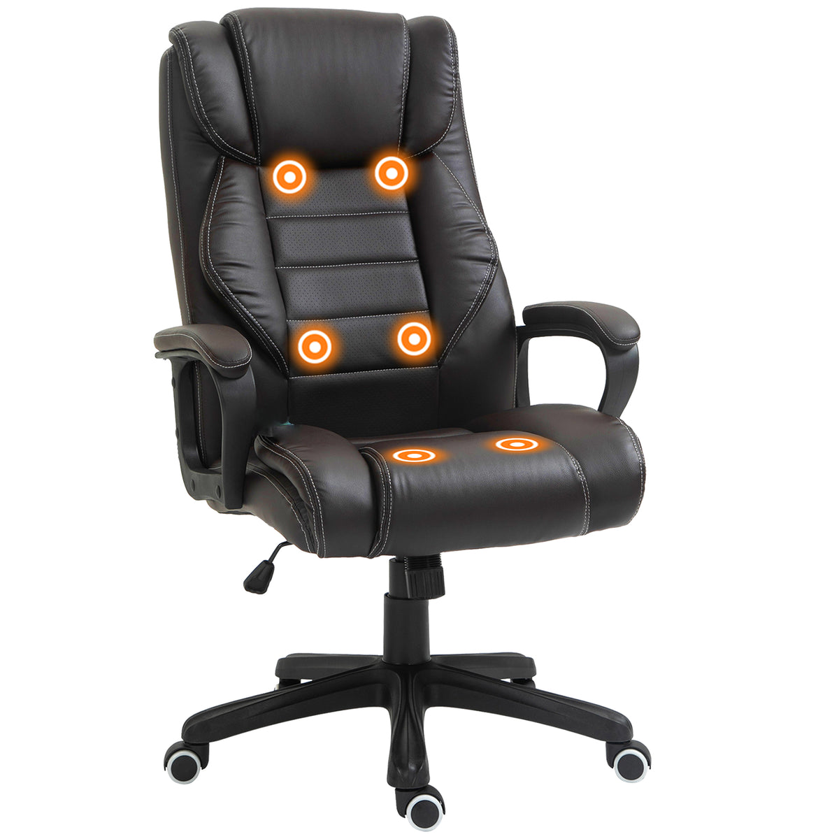 Fauteuil de bureau massant  fauteuil bureau ergonomique grand confort hauteur réglable fonction dossier à bascule revêtement synthétique brun-0