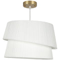 Suspension Luminaire Élégante à Double Abat-Jour, Rosace Dorée, Câble Réglable, Ampoule Non Incluse E14 40 W, Blanc-0
