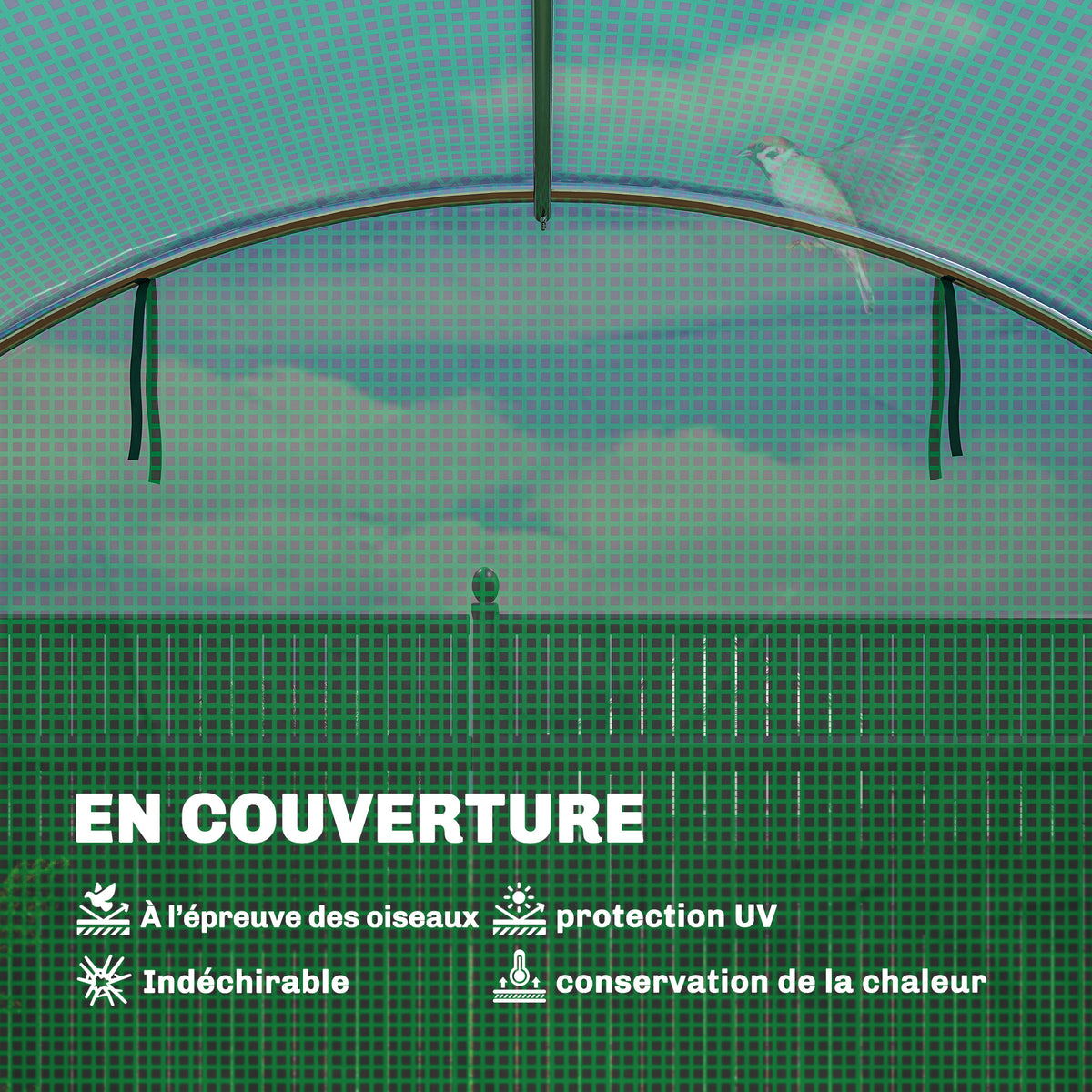 Serre tunnel de jardin 12m², serre de jardin tunnel 295x400x200cm 2 portes et 8 fenêtres bâche PE 140 g/m² vert-4