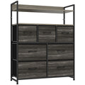 Meuble de rangement commode 7 tiroirs en tissu pliables et amovibles étagères ouvertes, gris-0