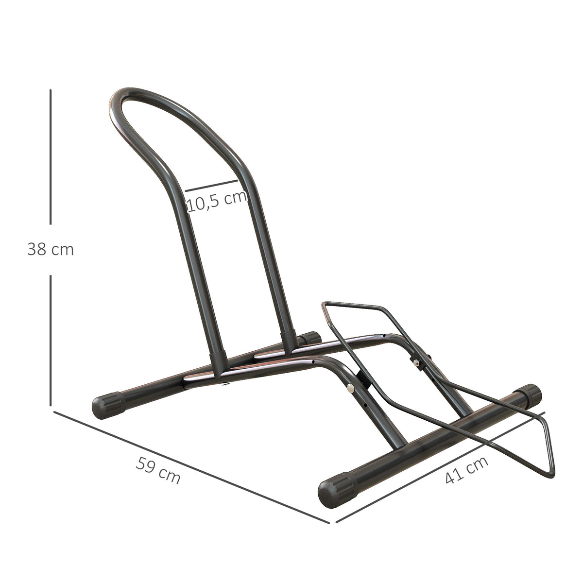 Porte-vélos en acier pour stationnement de vélos support vélo sol pour l'intérieur et l'extérieur 59x41x38 cm Noir-2