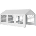 Tonnelle de jardin 3 x 6 m tente de réception avec 4 parois 3 fenêtres de chaque côté barnum pour fête mariage blanc-0