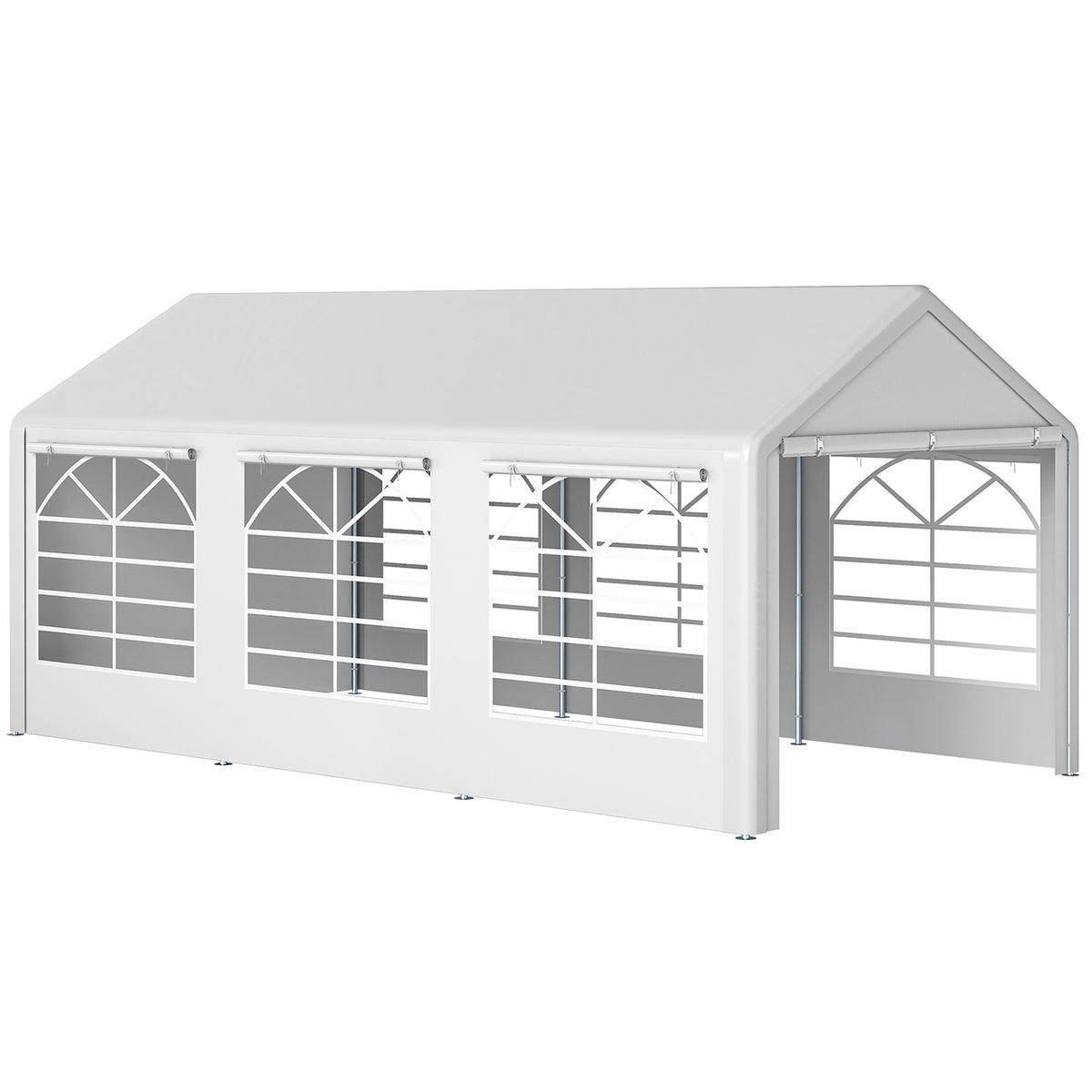 Tonnelle de jardin 3 x 6 m tente de réception avec 4 parois 3 fenêtres de chaque côté barnum pour fête mariage blanc-0