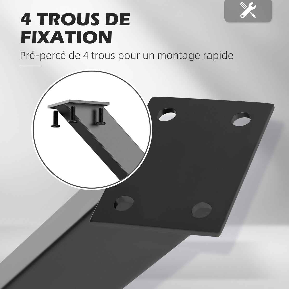 Lot de 2 pieds de table en forme en croix 70 x 72 cm design industriel pour table basse table de chevet noir-3