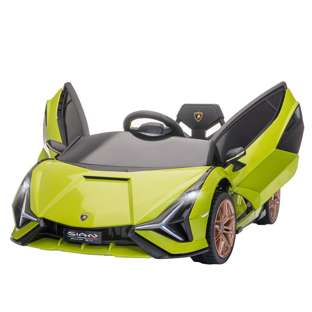 Voiture électrique Enfants de Sport Véhicule électrique Lamborghini Sian 12 V - V. Max. 5 Km/h avec Télécommande 2,4G Effets sonores + Lumineux Vert-0