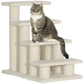 Escalier pour animaux de compagnie avec 4 marches revêtement effet laine bouclée 61 x 41 x 60 cm crème-0