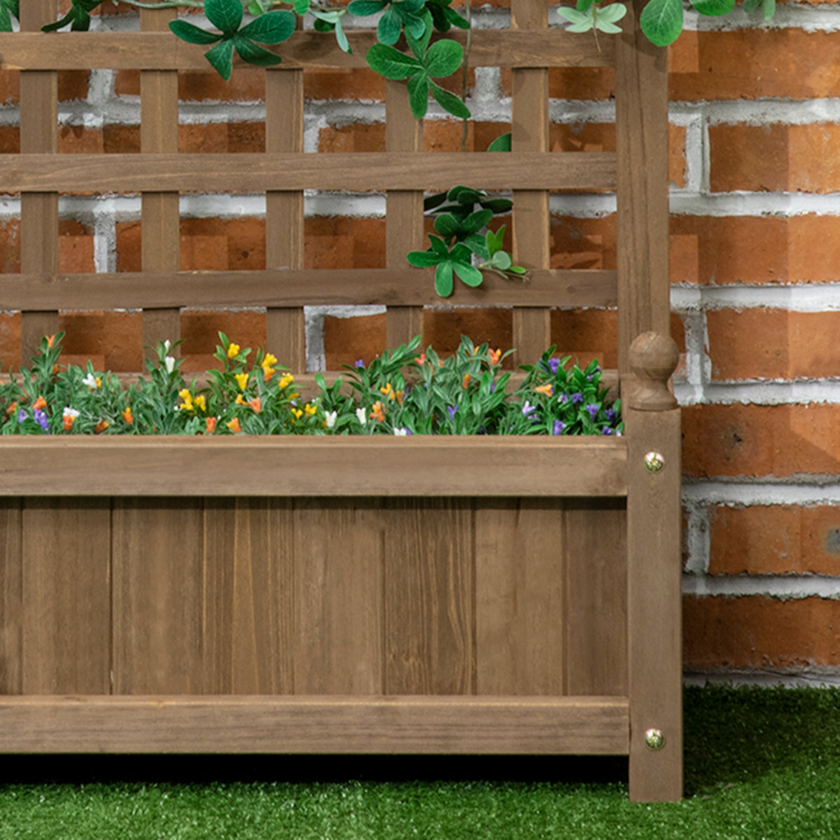 Jardinière avec treillis bac à fleurs jardinière sur pied 64 x 28 x 75 cm inserts d'irrigation bois massif-9