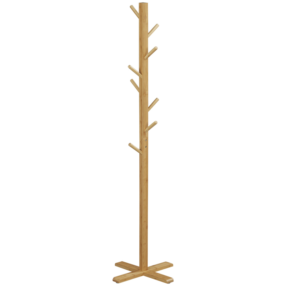 Portemanteau en bambou, portant à vêtements avec 8 patères, pour couloir, chambre, buanderie, bois naturel-0