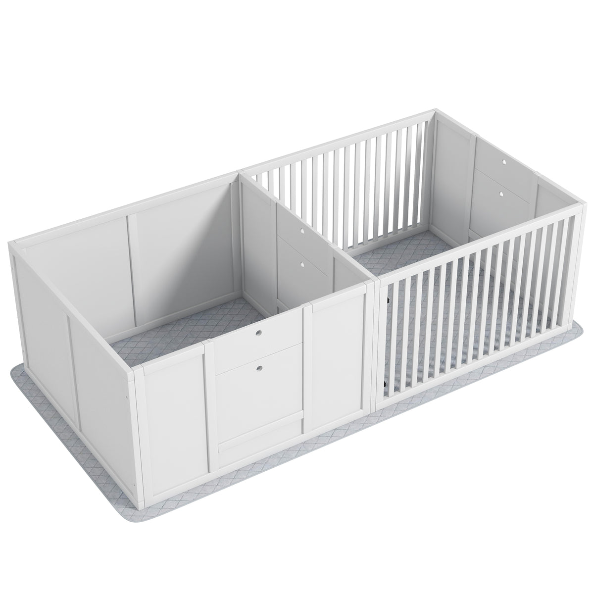Boîte de mise bas pour chiens et chiots, parc de mise bas pour chiens porte à hauteur réglable 166 x 80 x 50 cm, blanc-0