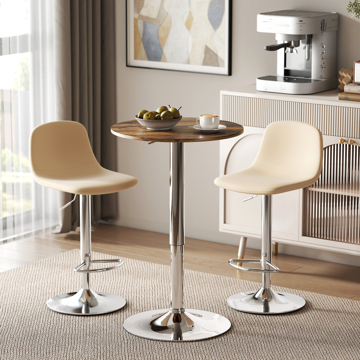 Table de Bar Table Bistro Mange-debout Hauteur réglable 67-93 cm Plateau pivotant 360° marron-1