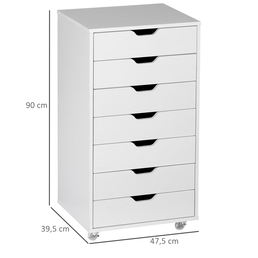 Caisson de bureau à roulette meuble rangement bureau avec 7 tiroirs organisateur pour documents, format A4 ou lettres-2