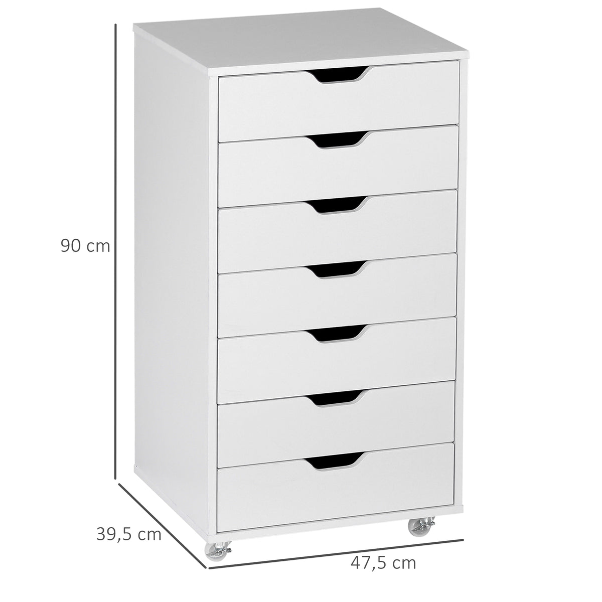 Caisson de bureau à roulette meuble rangement bureau avec 7 tiroirs organisateur pour documents, format A4 ou lettres-2