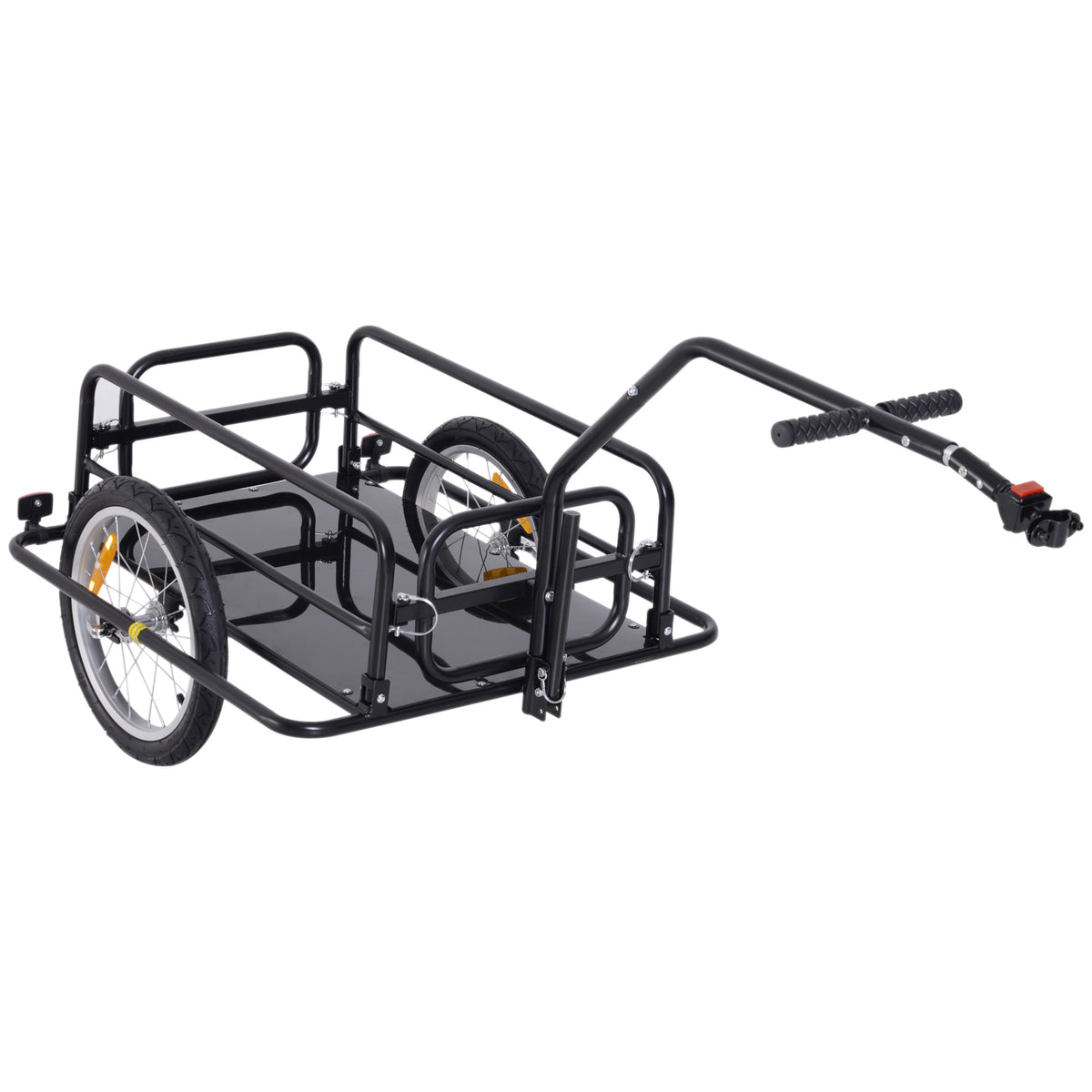 Remorque vélo remorque de transport pour vélo 70 L 155L x 71,5l x 77H cm poignée barre d'attelage universelle pliable acier Charge max. 40 Kg noir-0