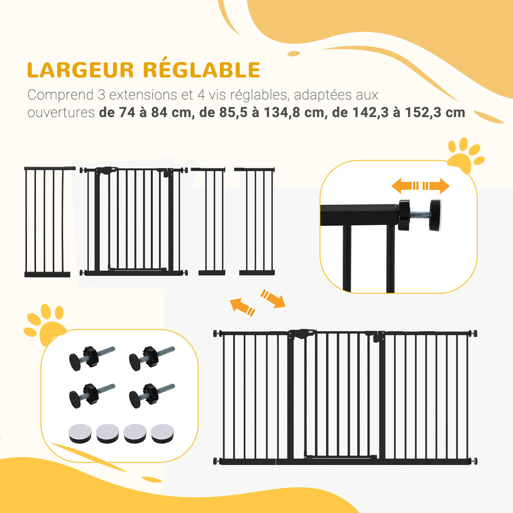 Lot de 2 barrières de sécurité animaux porte fermeture automatique système de double verrouillage sans perçage noir-6